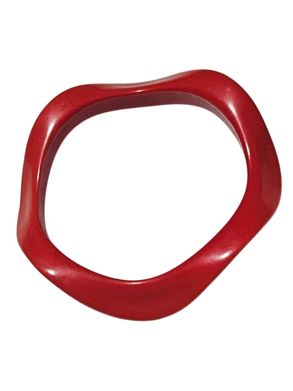 Retro Abstract Shaped Resin Bangle Bracelet Red 70s 80s 90s Fashion Jewelry